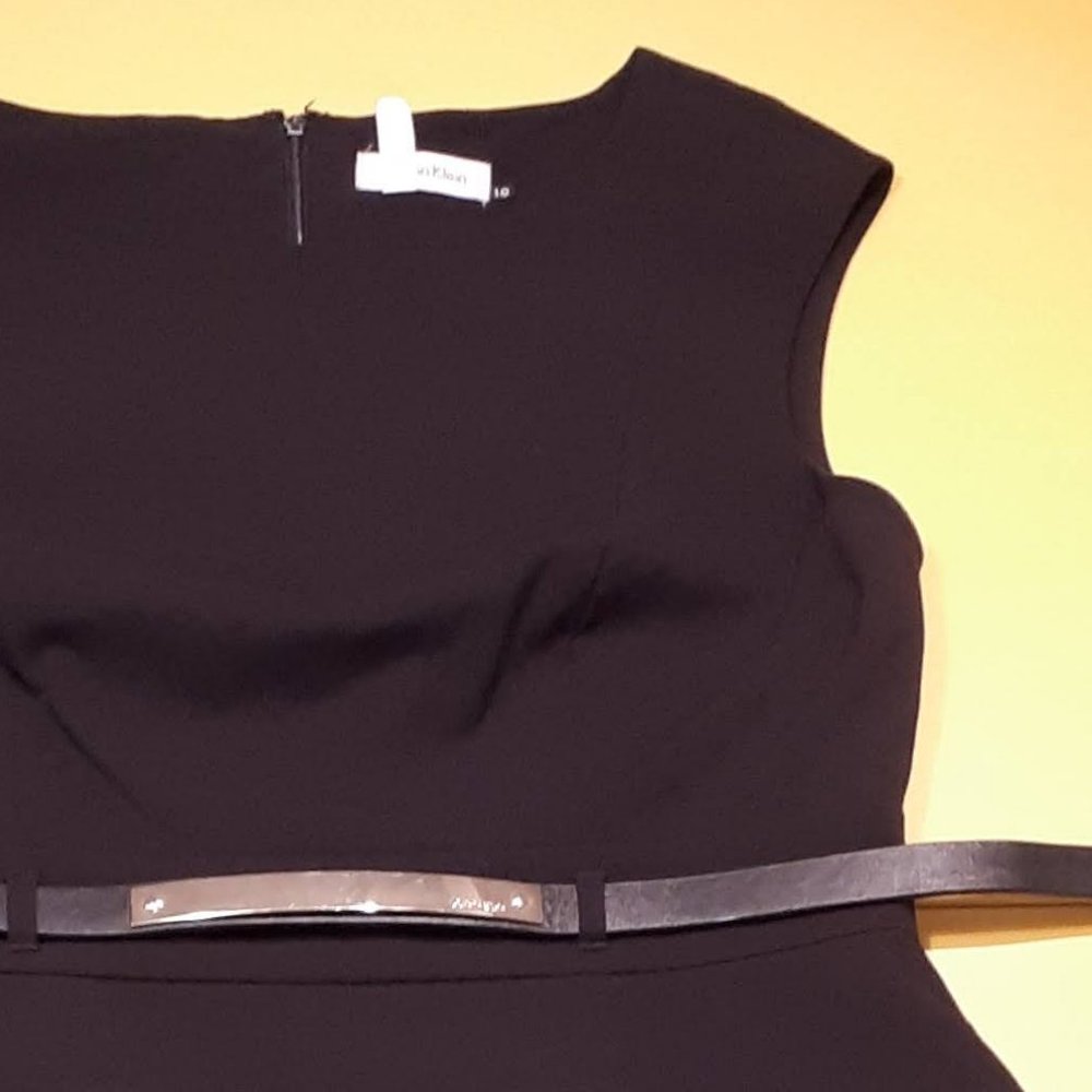 Black Calvin Klein Sheath Dress with Belt SIze 10